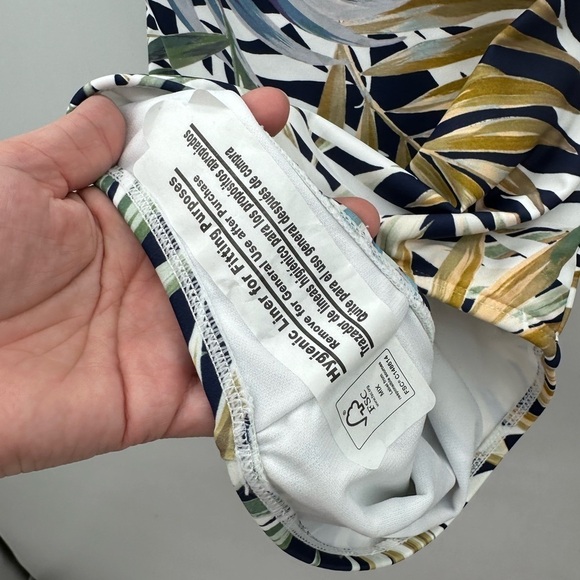 HURLEY L Green palm print UPF 50+ 4 way stretch swimsuit tropical resortwear - Picture 3 of 10